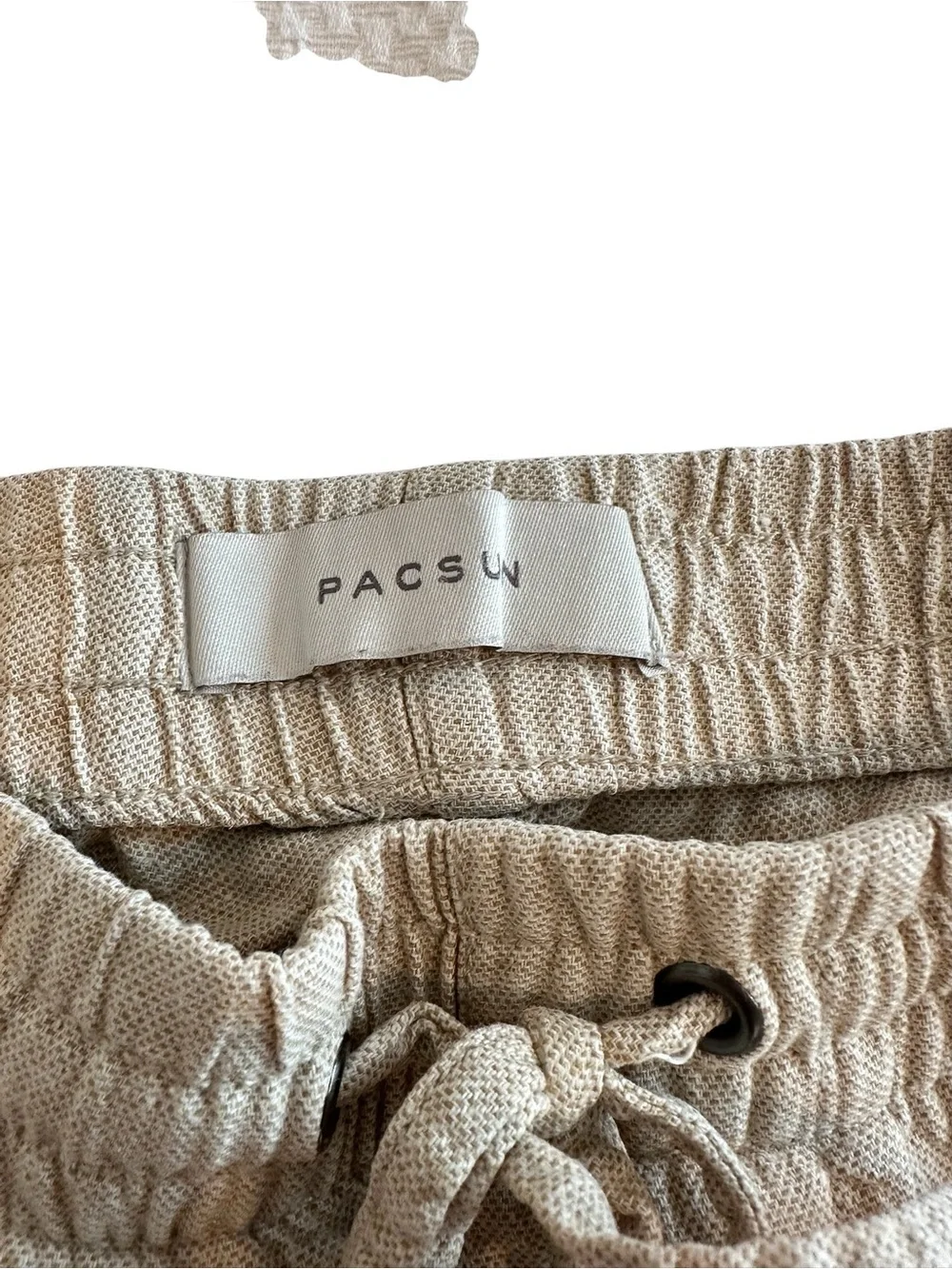 Men's Casual Drawstring Linen-Blend Pants in Beige